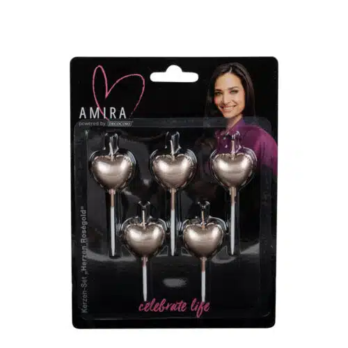 Decocino by amira - candles hearts rosegold pk/5