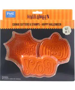 PME Halloween Koekjesuitstekers & Stempels - Vrolijk Halloween (Set van 3)