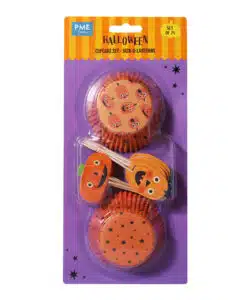 PME Halloween Cupcakevormpjes & Toppers Set van 48 - Jack-o-Lantern