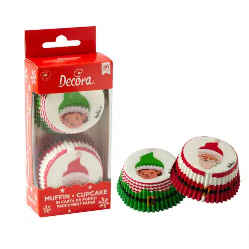 Decora baking cups santa's elves pk/36