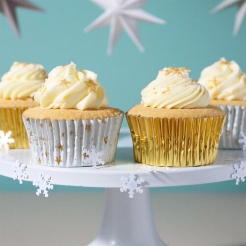 Pme kerst cupcake vormpjes met folievoering - gouden sterren (60 stuks) bij cake, bake & love 7