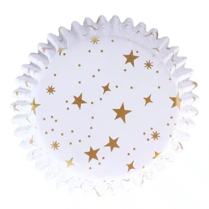 Pme kerst cupcake vormpjes met folievoering - gouden sterren (60 stuks) bij cake, bake & love 7 Pme kerst cupcake vormpjes met folievoering - gouden sterren (60 stuks) - afbeelding 3