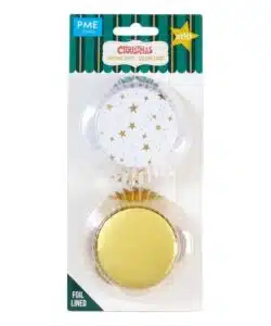 PME Kerst Cupcake Vormpjes met Folievoering - Gouden Sterren (60 stuks)