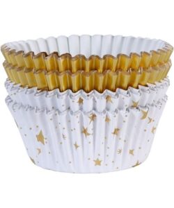 Pme kerst cupcake vormpjes met folievoering - gouden sterren (60 stuks) bij cake, bake & love 17