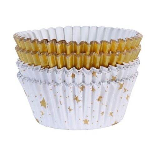 Pme kerst cupcake vormpjes met folievoering - gouden sterren (60 stuks) bij cake, bake & love 11