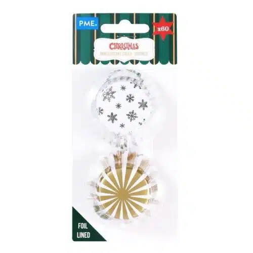 Pme kerst mini cupcake vormpjes met folievoering - sprankelend (60 stuks)