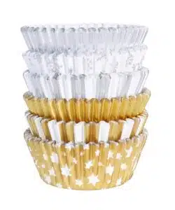 PME Kerst Cupcake Vormpjes met Folievoering - Metallic Goud & Zilver (100 stuks)
