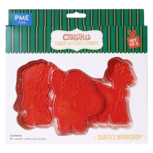 Pme kerst koekjesuitstekers & stempels - kerstman's werkplaats (set van 3) bij cake, bake & love 5