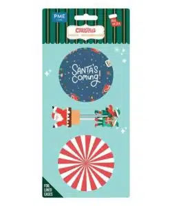 PME Kerst Cupcakevormpjes & Topper Set van 24 - Santa is comin to Town