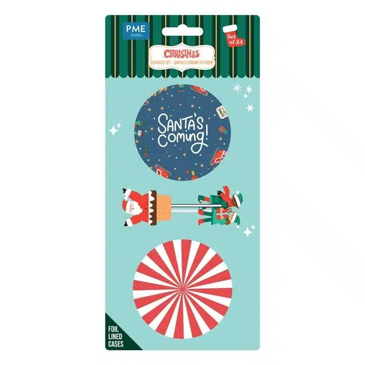 Pme kerst cupcakevormpjes & topper set van 24 - santa is comin to town bij cake, bake & love 5 Pme kerst cupcakevormpjes & topper set van 24 - santa is comin to town
