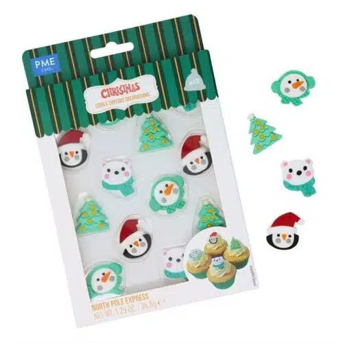 Pme kerst eetbare suikerdecoraties - noordpool express (12 stuks)