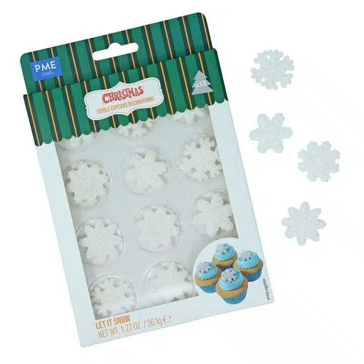 Pme kerst eetbare suikerdecoraties - laat het sneeuwen (12 stuks) bij cake, bake & love 5 Pme kerst eetbare suikerdecoraties - laat het sneeuwen (12 stuks)