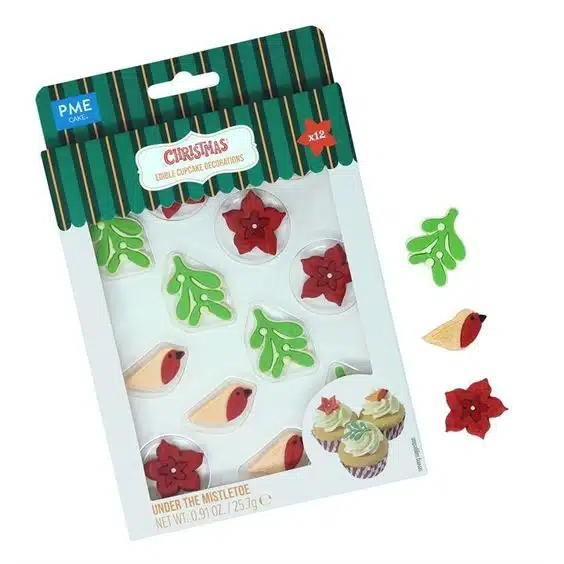 Pme kerst eetbare suikerdecoraties - onder de mistletoe (12 stuks) bij cake, bake & love 5 Pme kerst eetbare suikerdecoraties - onder de mistletoe (12 stuks)