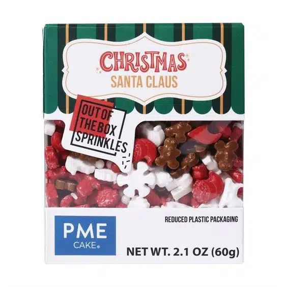 Pme kerst "out of the box" mix van strooisels - kerstman (60g) bij cake, bake & love 5 Pme kerst "out of the box" mix van strooisels - kerstman (60g)