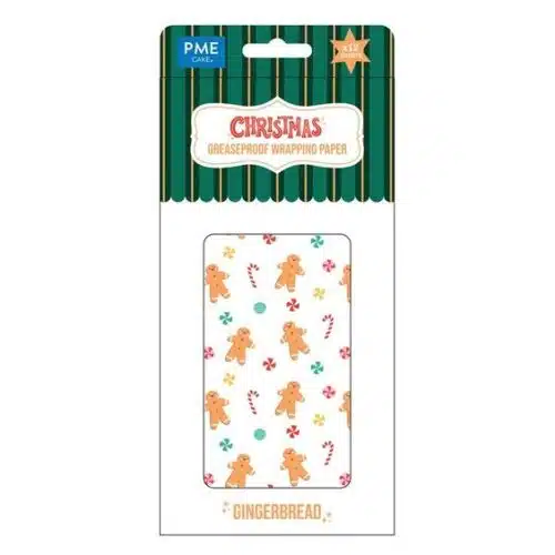 Pme 12 vellen inpak bakpapier voor kerst - peperkoekman