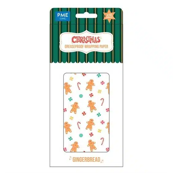 Pme 12 vellen inpak bakpapier voor kerst - peperkoekman bij cake, bake & love 5 Pme 12 vellen inpak bakpapier voor kerst - peperkoekman