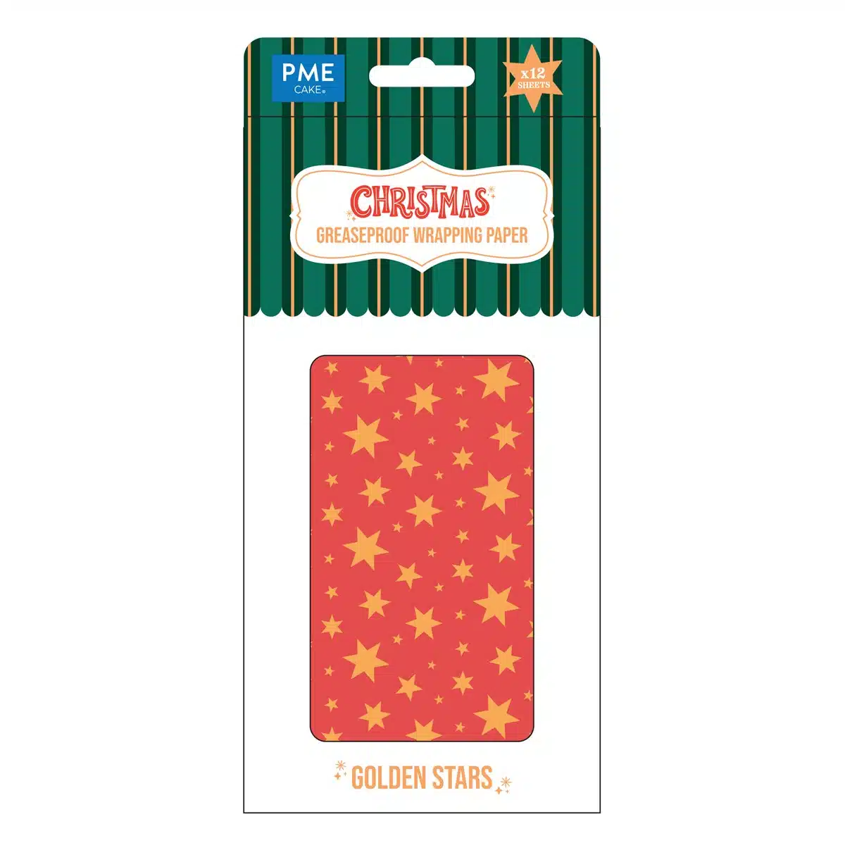 Pme 12 vellen inpak bakpapier voor kerst - gouden sterren bij cake, bake & love 5 Pme 12 vellen inpak bakpapier voor kerst - gouden sterren