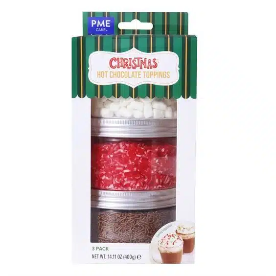 Pme kerst set van 3 toppings voor warme chocolademelk (400g) bij cake, bake & love 5 Pme kerst set van 3 toppings voor warme chocolademelk (400g)