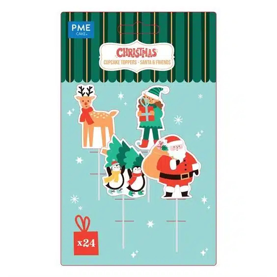 Pme kerst taarttoppers - kerstman & vrienden (24 stuks) bij cake, bake & love 5 Pme kerst taarttoppers - kerstman & vrienden (24 stuks)