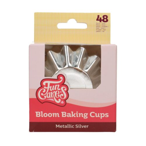 Funcakes bloom baking cups - metallic zilver pk/48 bij cake, bake & love 5