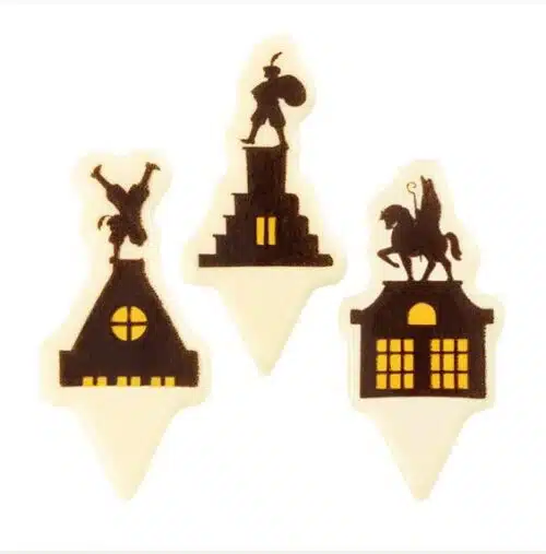 Chocolade decoratie prikkers sint op dak 12 stuks