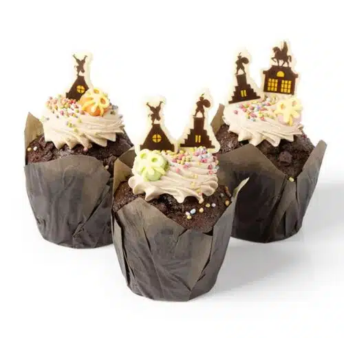Chocolade decoratie prikkers sint op dak 12 stuks - afbeelding 2