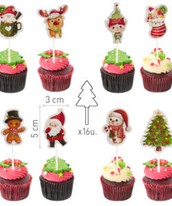 Cupcake prikkers kerst pk/16 bij cake, bake & love 15