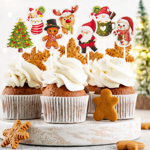 Cupcake prikkers kerst pk/16 - afbeelding 6