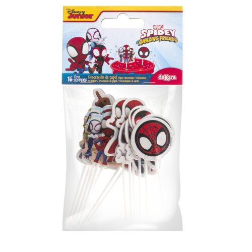 Cupcake prikkers spidey & amazing friends pk/16 - afbeelding 2