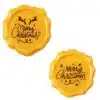 Chocolade lakzegel merry christmas goudgeel 12 stuks bij cake, bake & love 1