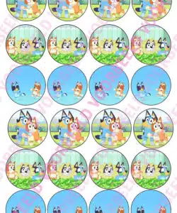 Eetbare Cupcakeprint Bluey - 24 cupcake rondjes