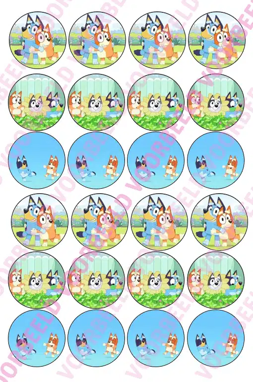 Eetbare cupcakeprint bluey - 24 cupcake rondjes bij cake, bake & love 5 Eetbare cupcakeprint bluey - 24 cupcake rondjes