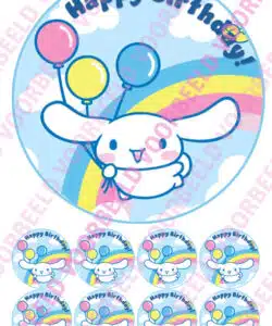 Eetbare Taartprint Cinnamon Roll - 18 cm rond rond + 8 cupcake rondjes