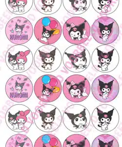Eetbare Cupcakeprint Kuromi 2 - 24 cupcake rondjes