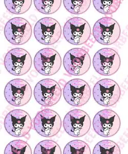 Eetbare Cupcakeprint Kuromi - 24 cupcake rondjes
