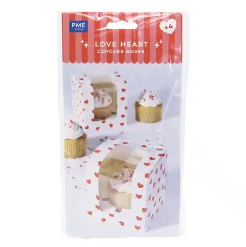 Valentines cupcake doosje (1 cupcake) love hearts - 4 stuks