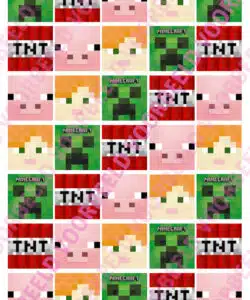 Eetbare Cupcakeprint Minecraft vierkantjes - 35 cupcake vierkantjes (3,5 cm)