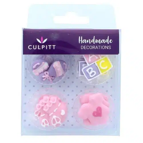 Culpitt suikerdecoratie abc baby roze 12st.