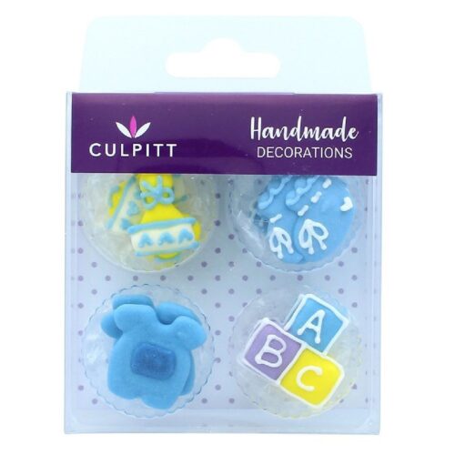 Culpitt suikerdecoratie abc baby blauw 12st