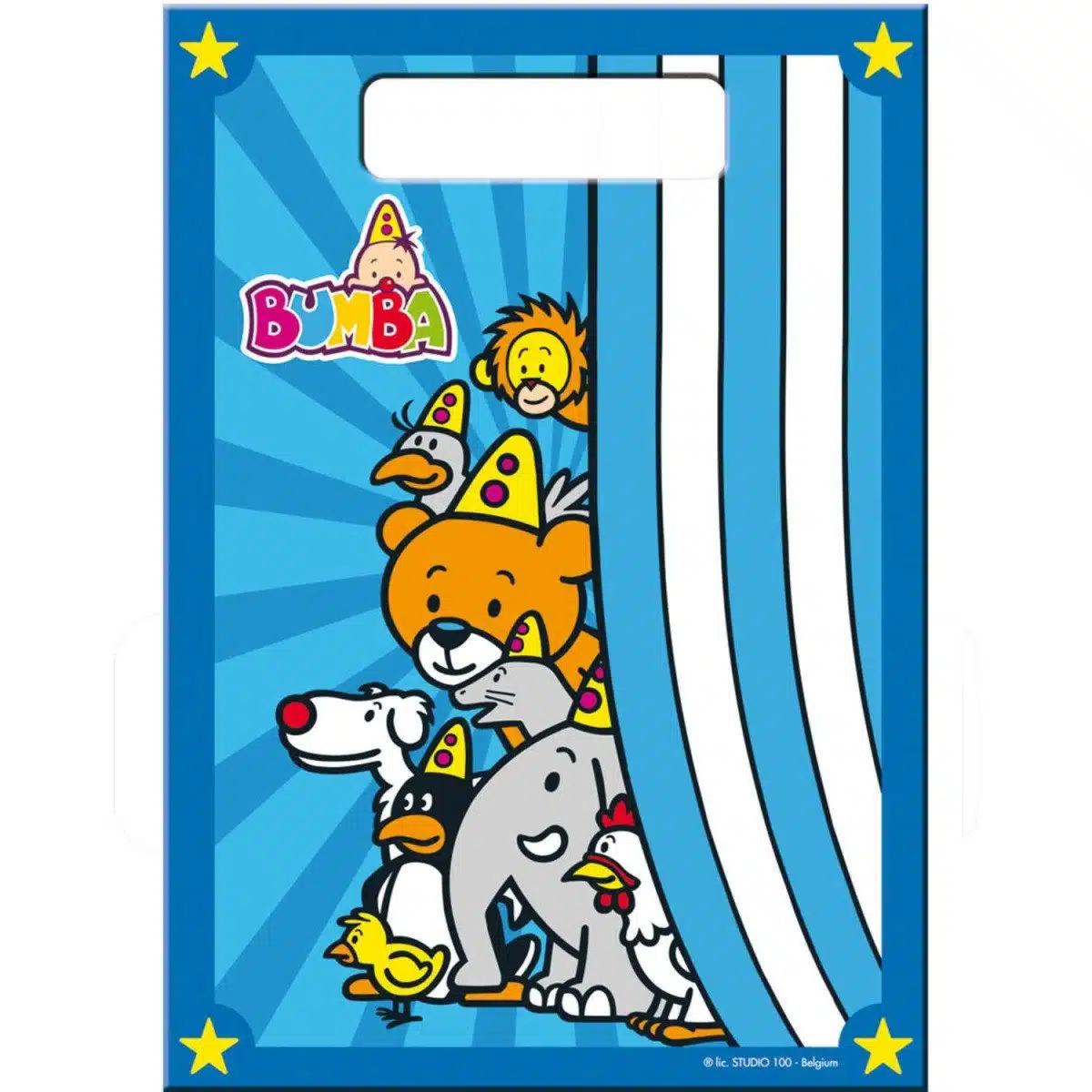 Bumba plastic uitdeelzakjes 30x18cm 8st. Bij cake, bake & love 5 Bumba plastic uitdeelzakjes 30x18cm 8st.