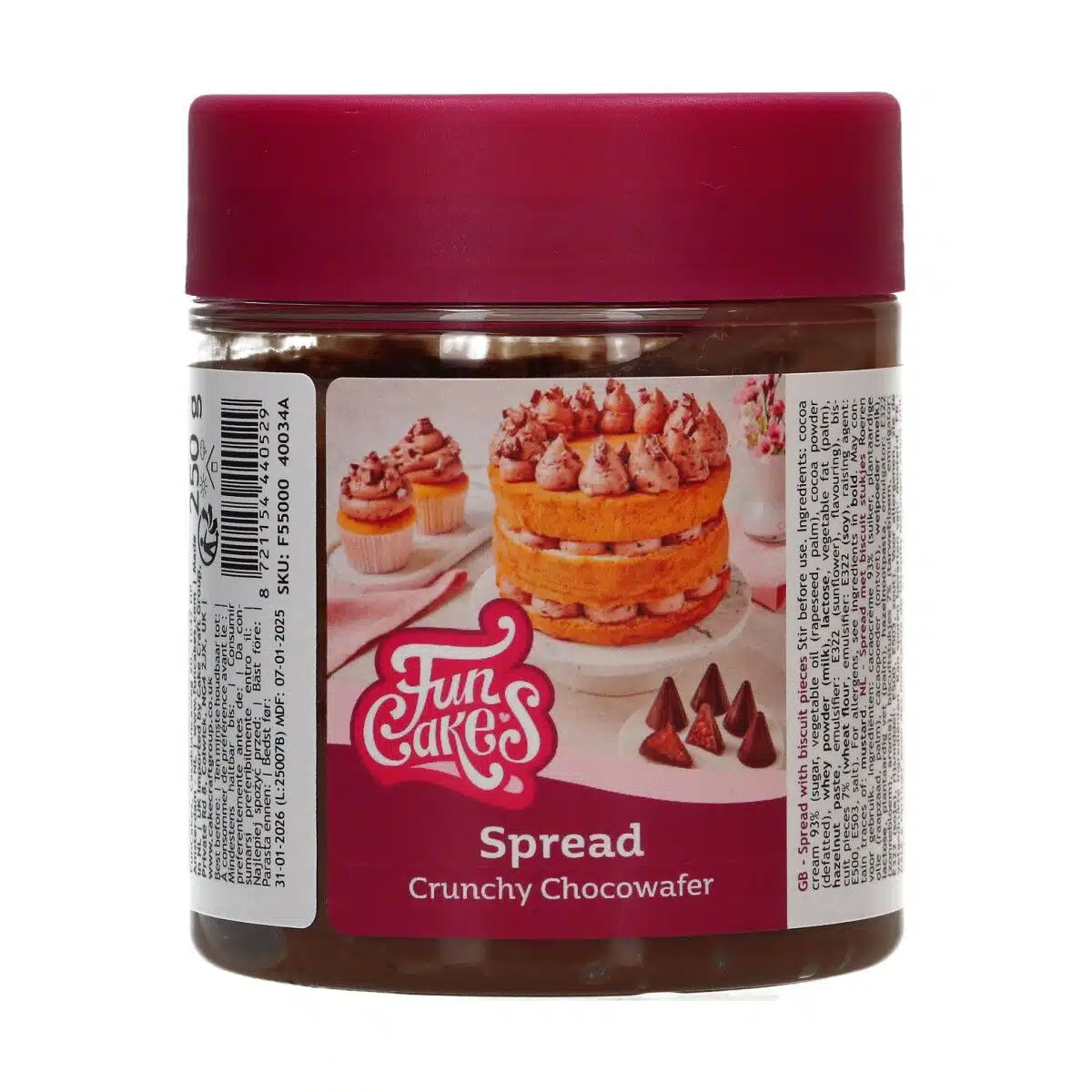 Funcakes spread - crunchy chocowafel 250g bij cake, bake & love 5 Funcakes spread - crunchy chocowafel 250g