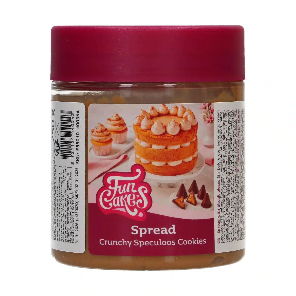 Funcakes spread - crunchy speculooskoekjes 250g  bij cake, bake & love 5 Funcakes spread - crunchy speculooskoekjes 250g