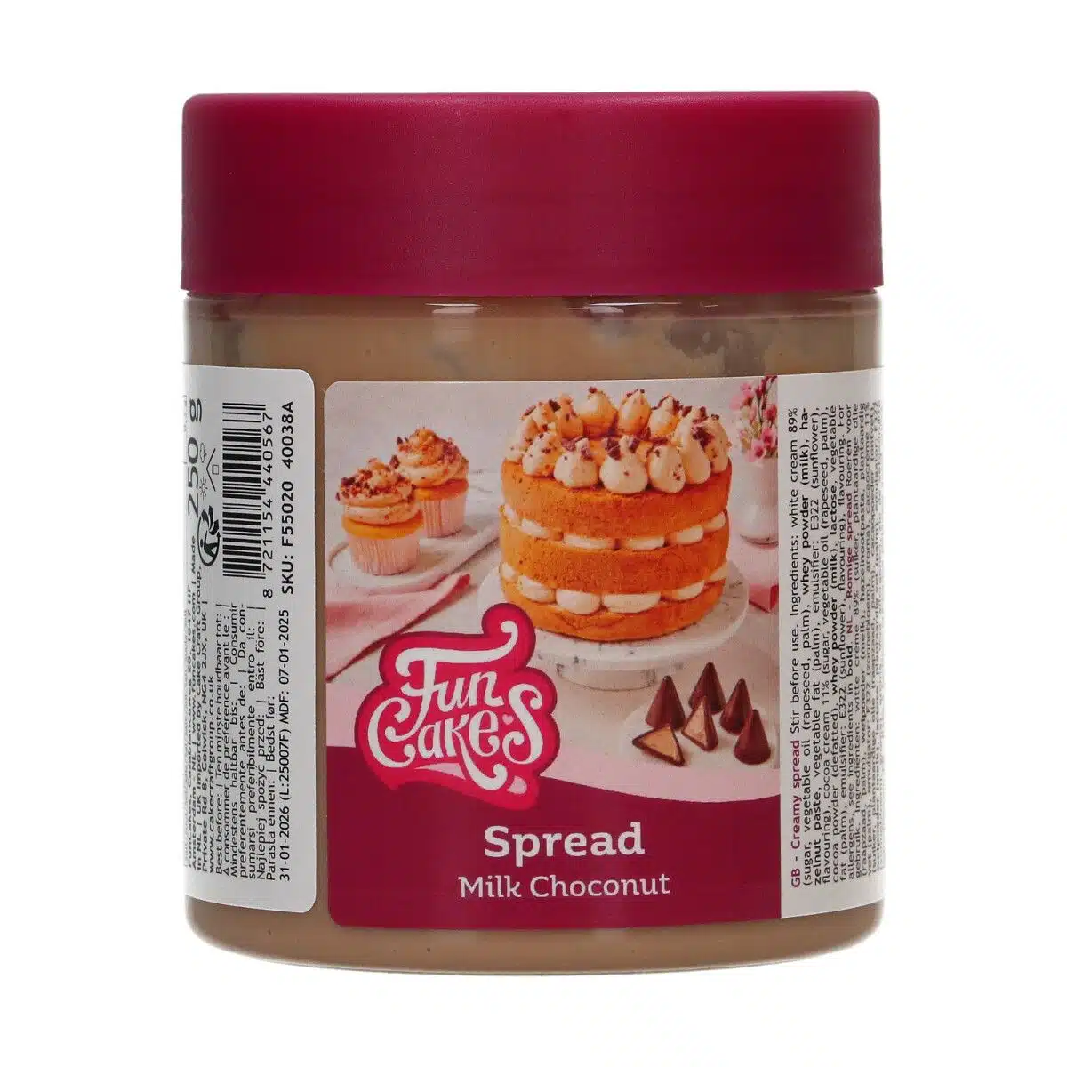 Funcakes spread - melk choconut 250g bij cake, bake & love 5 Funcakes spread - melk choconut 250g
