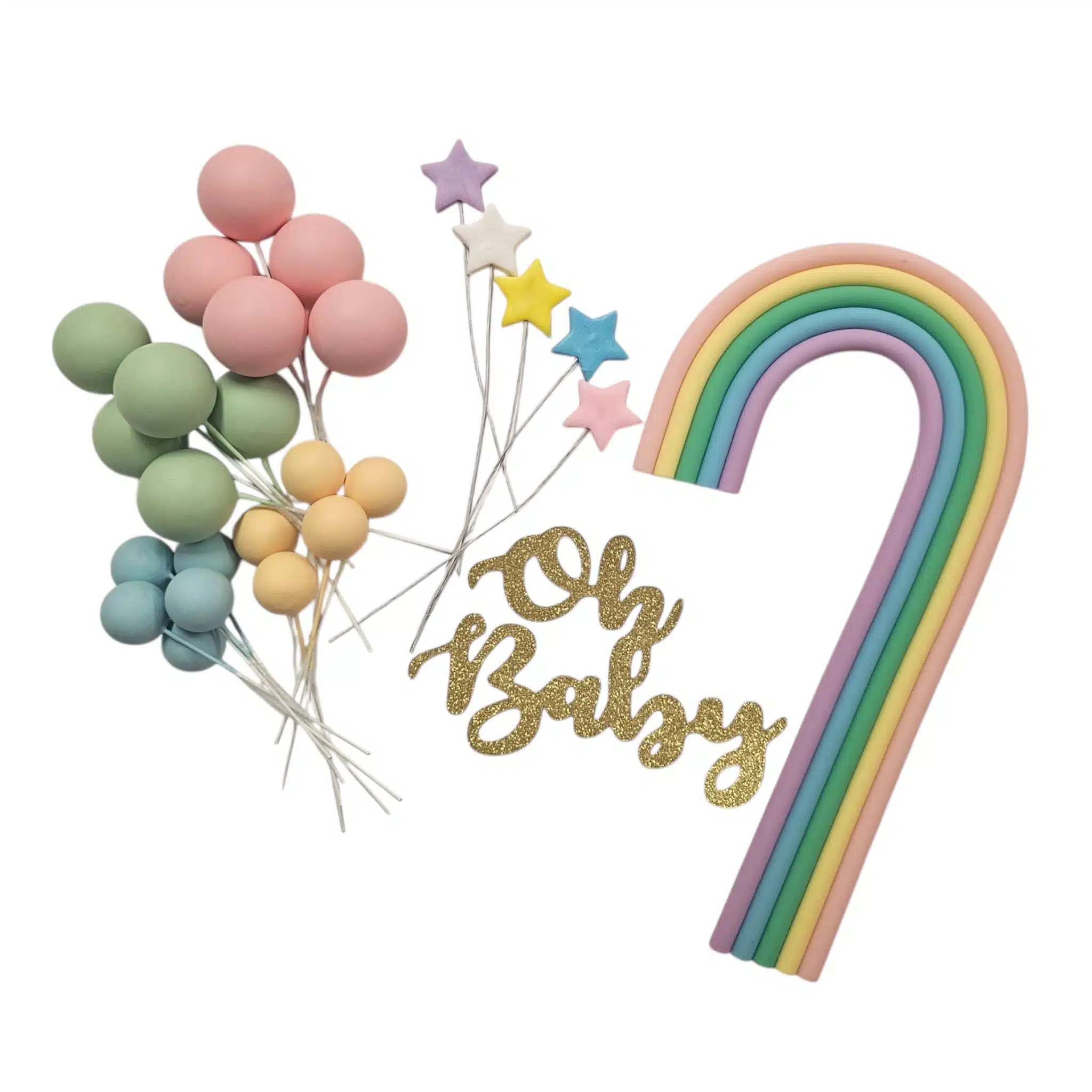 Regenboog xl babyshower taart decoratieset bij cake, bake & love 5 Regenboog xl babyshower taart decoratieset