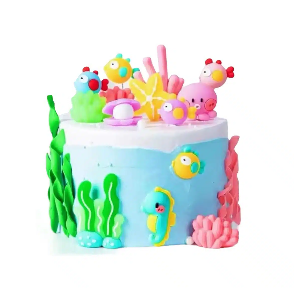 Taartdecoratie set koraal & visjes bij cake, bake & love 6 Taartdecoratie set koraal & visjes - afbeelding 2