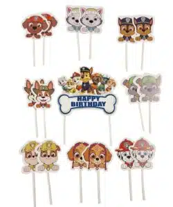 Caketopper Paw Patrol + Cupcake Prikkers pk/17