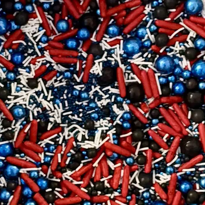 Sprinkley sprinkles - spiderman mix - 80 gram bij cake, bake & love 5 Sprinkley sprinkles - spiderman mix - 80 gram