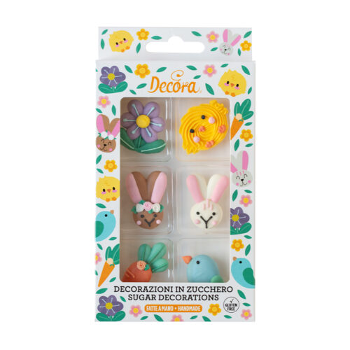 Suikerdecoratie groot happy easter 6 stuks