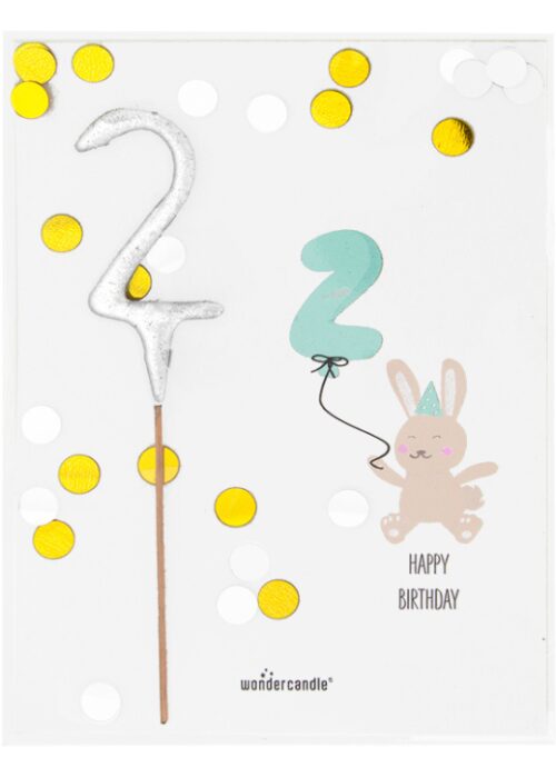 Mini wondercard met vuursterretje - happy birthday two