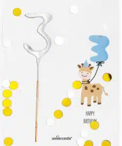 Mini Wondercard met Vuursterretje - Happy Birthday Three
